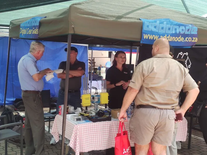 The addanode booth with demo hardware at Adroit Customer Day 2025